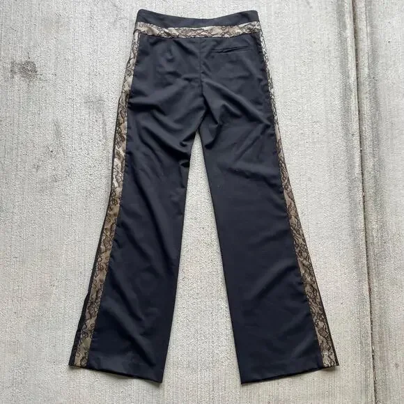 DEADSTOCK Vintage Y2K Diane Von Furstenberg Malcolm PantLow Rise Wool Silk Lace - Picture 6 of 13